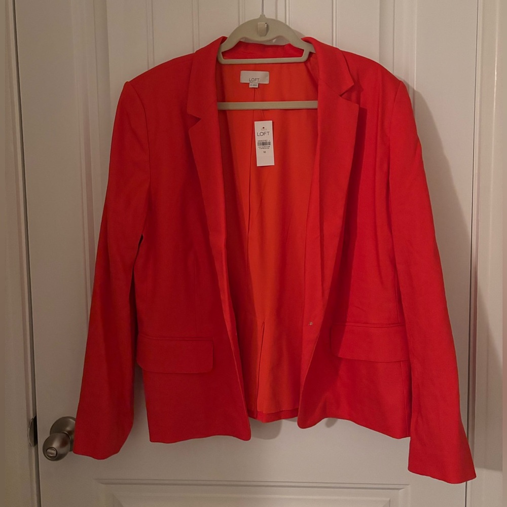 Loft Linen Blend Coral Blazer Size 18